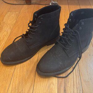 Thursday boots worn once 9 Wide Black Matte Leather Lace up Combat Boots